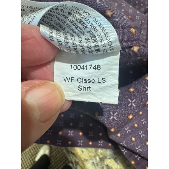 Ariat Mens Wrinkle-Free Long Sleeve Button-Up Shirt Purple M Western Work Cowboy - Picture 7 of 12